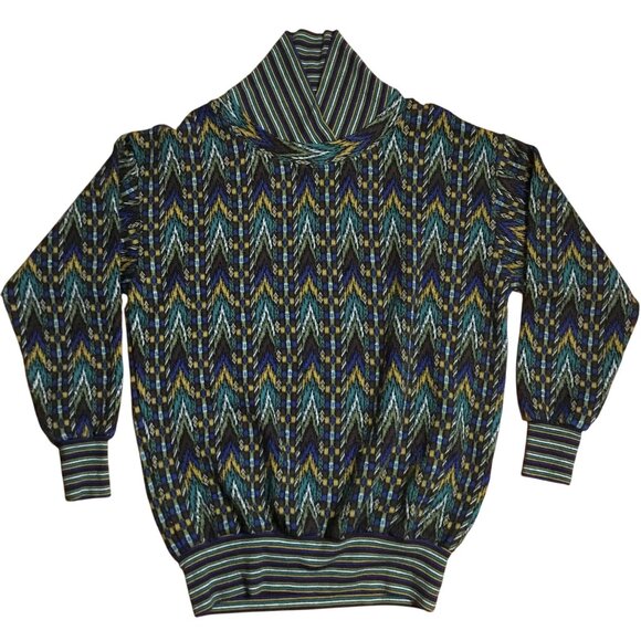 VTG MISSONI SPORT Wool Mohair Chevron Zigzag Sweater Sz 42 Italy Unisex Hip Hop - Picture 1 of 9